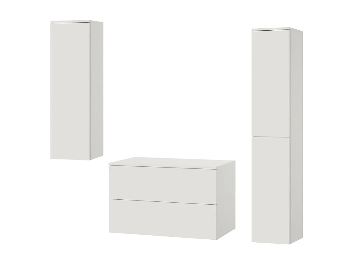 Badezimmerset 3-Teilig: Unterschrank + 2 Hochschränke Color Weiß (2S 80 + 1D 100 + 2D160)