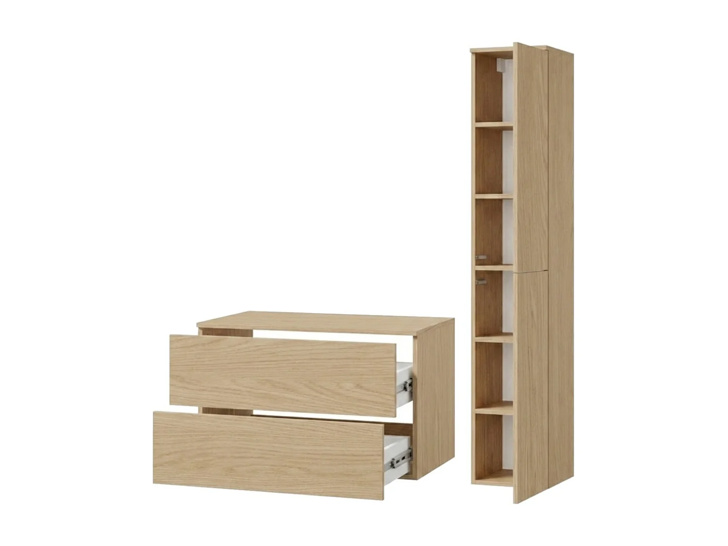 Badezimmerset 2-Teilig: Unterschrank + Hochschrank Color Frühlings-Eiche (2S 80 + 2D 160)