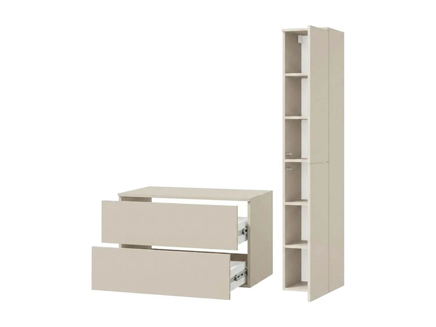 Badezimmerset 2-Teilig: Unterschrank + Hochschrank Color Kaschmir (2S 80 + 2D 160)