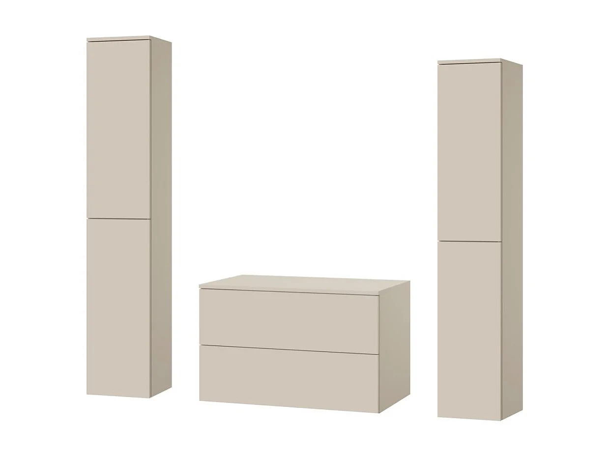 Badezimmerset 3-Teilig: Unterschrank + 2 Hochschränke Color Kaschmir (2S 80 + 2D 160 X2)