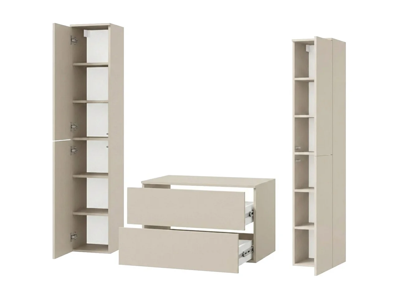 Badezimmerset 3-Teilig: Unterschrank + 2 Hochschränke Color Kaschmir (2S 80 + 2D 160 X2)