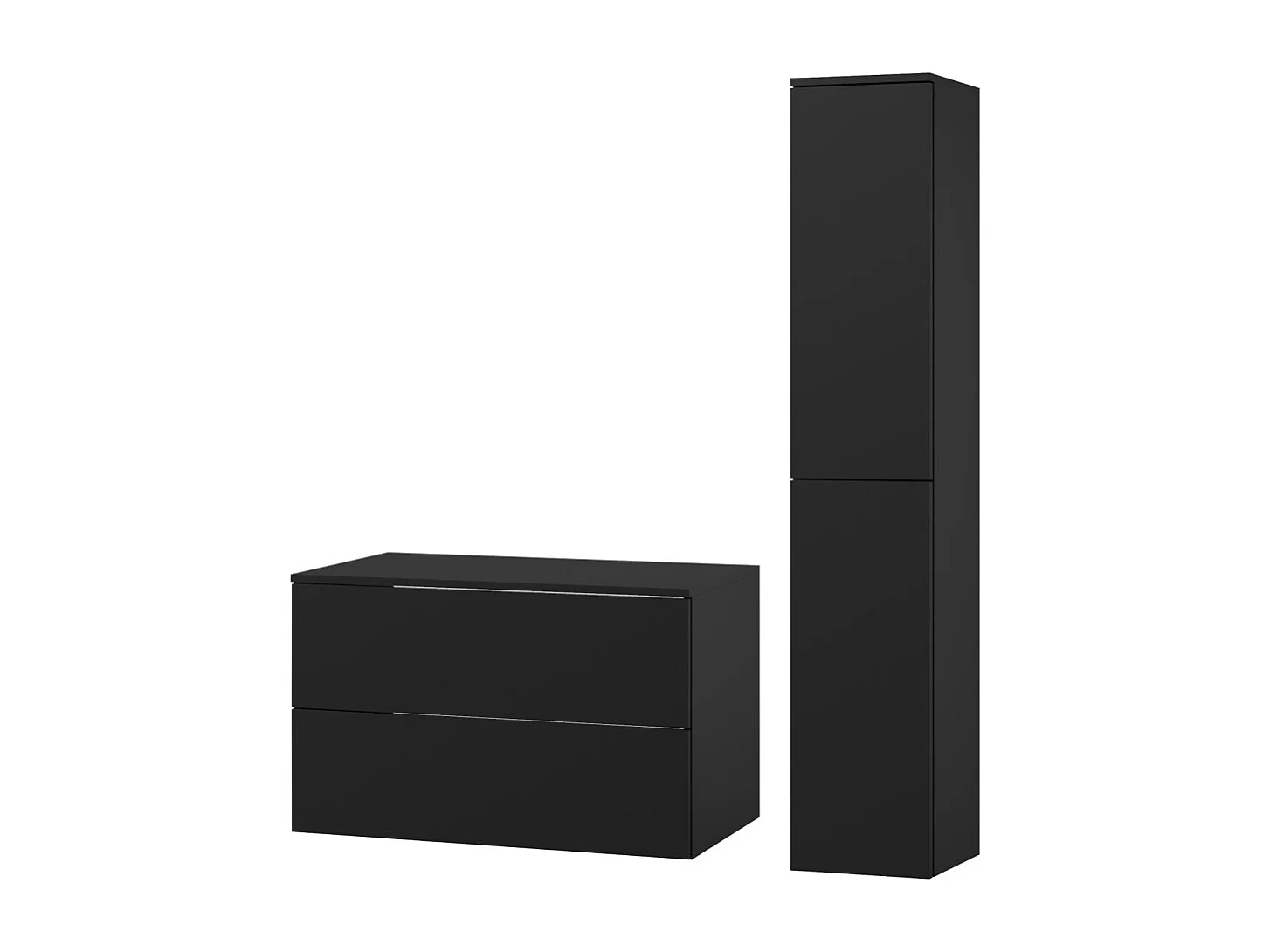 Badezimmerset 2-Teilig: Unterschrank + Hochschrank Color Schwarz (2S 80 + 2D 160)