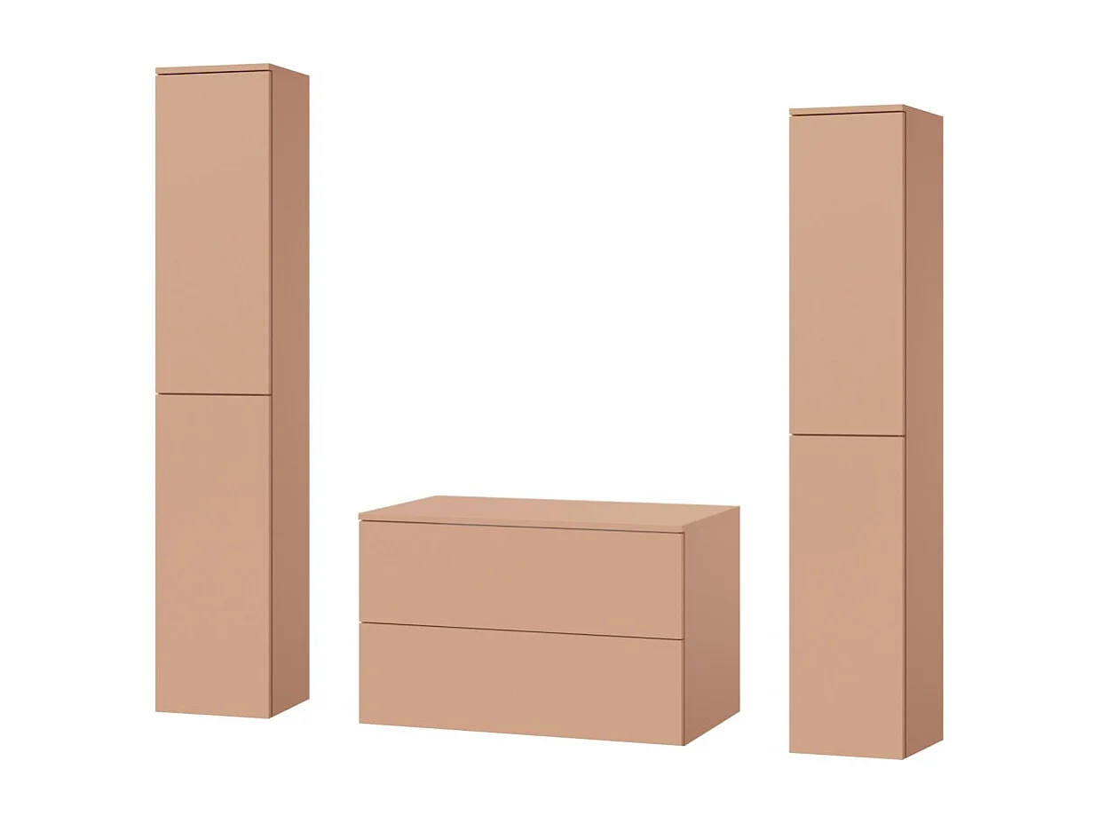 Badezimmerset 3-Teilig: Unterschrank + 2 Hochschränke Color Alpaca (2S 80 + 2D 160 X2)