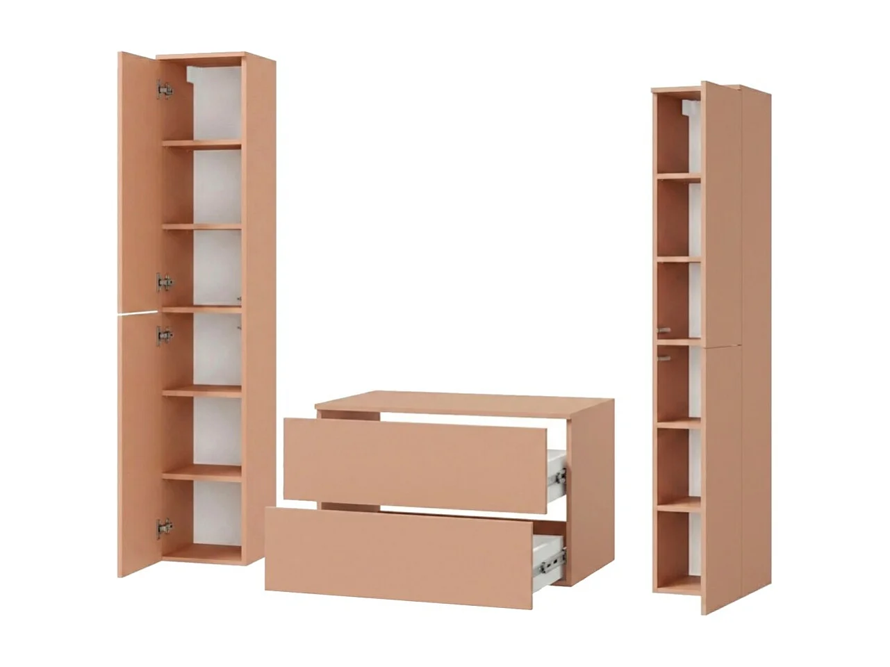 Badezimmerset 3-Teilig: Unterschrank + 2 Hochschränke Color Alpaca (2S 80 + 2D 160 X2)
