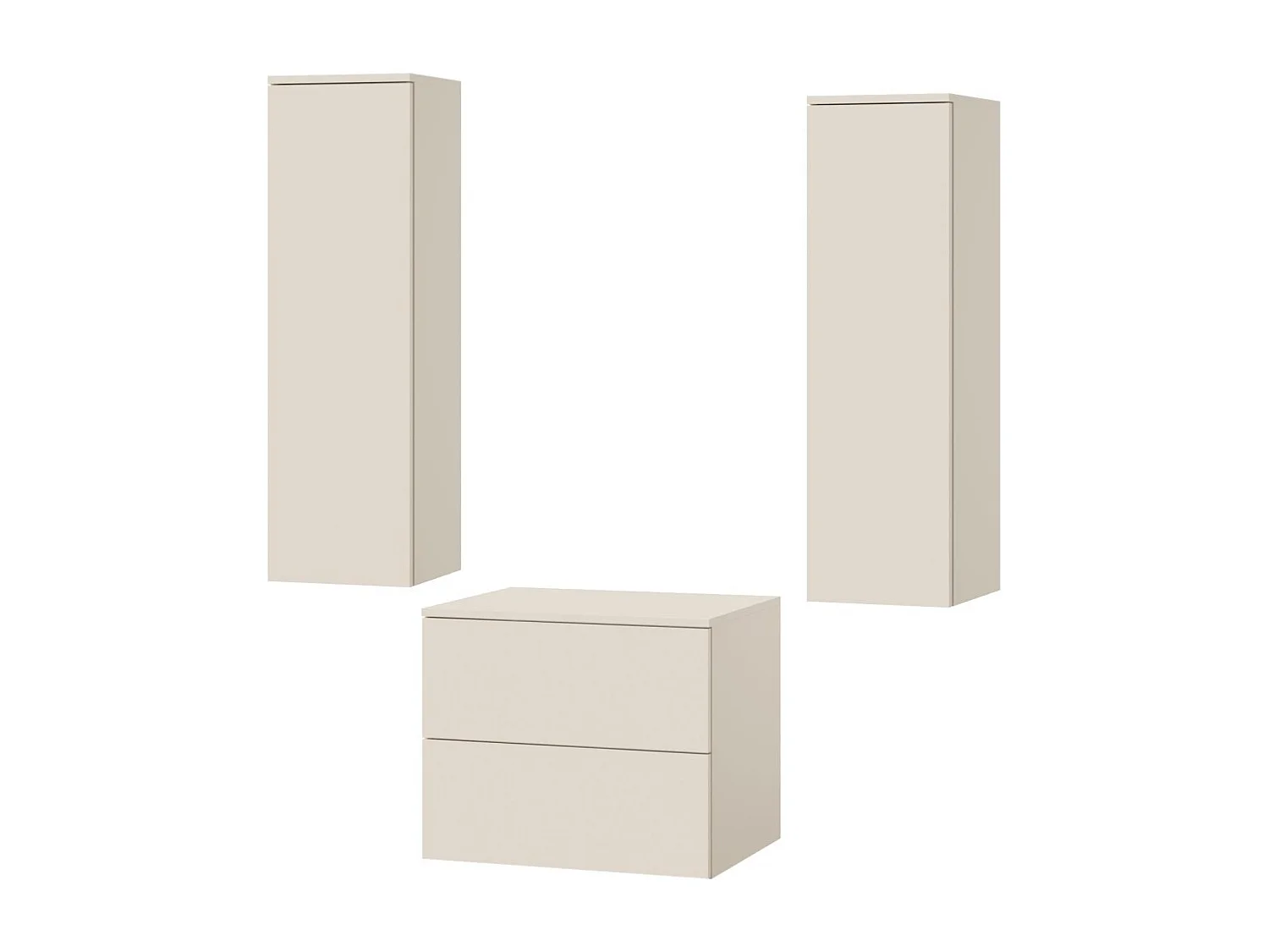 Badkamerset 3-delig: Wastafelonderkast + 2 Kolomkasten Kleur Macadamia (2S 60 + 1D 100 X2)