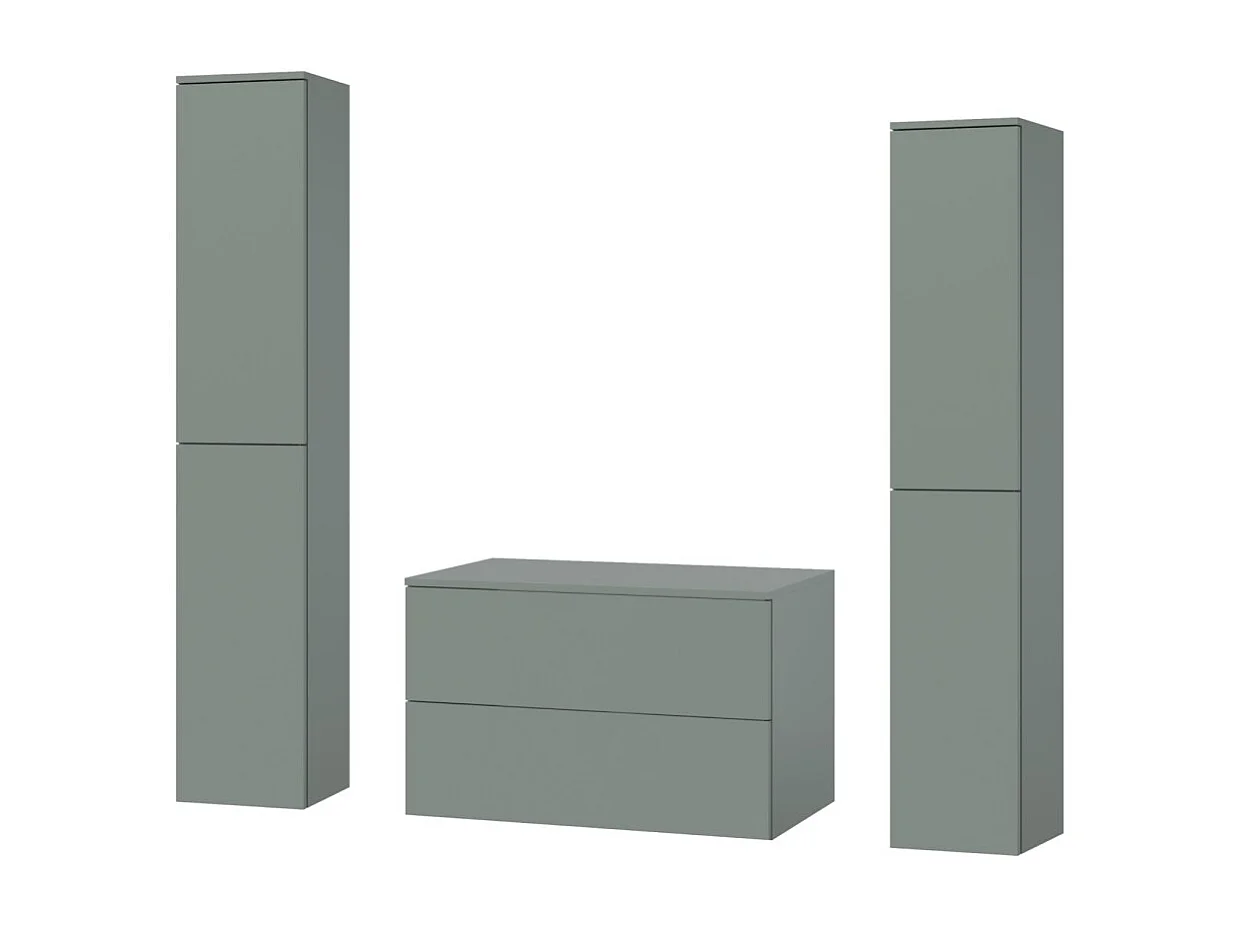 Badezimmerset 3-Teilig: Unterschrank + 2 Hochschränke Color Aloe (2S 80 + 2D 160 X2)