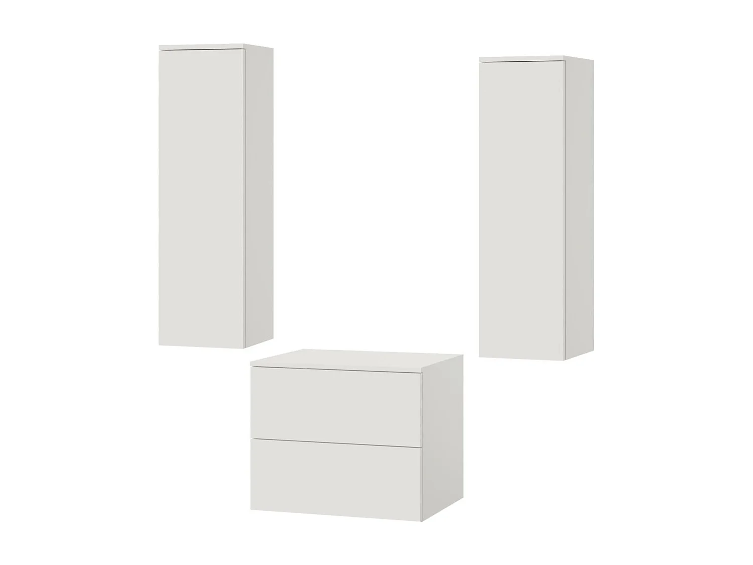 Badkamerset 3-delig: Wastafelonderkast + 2 Kolomkasten Kleur Wit (2S 60 + 1D 100 X2)
