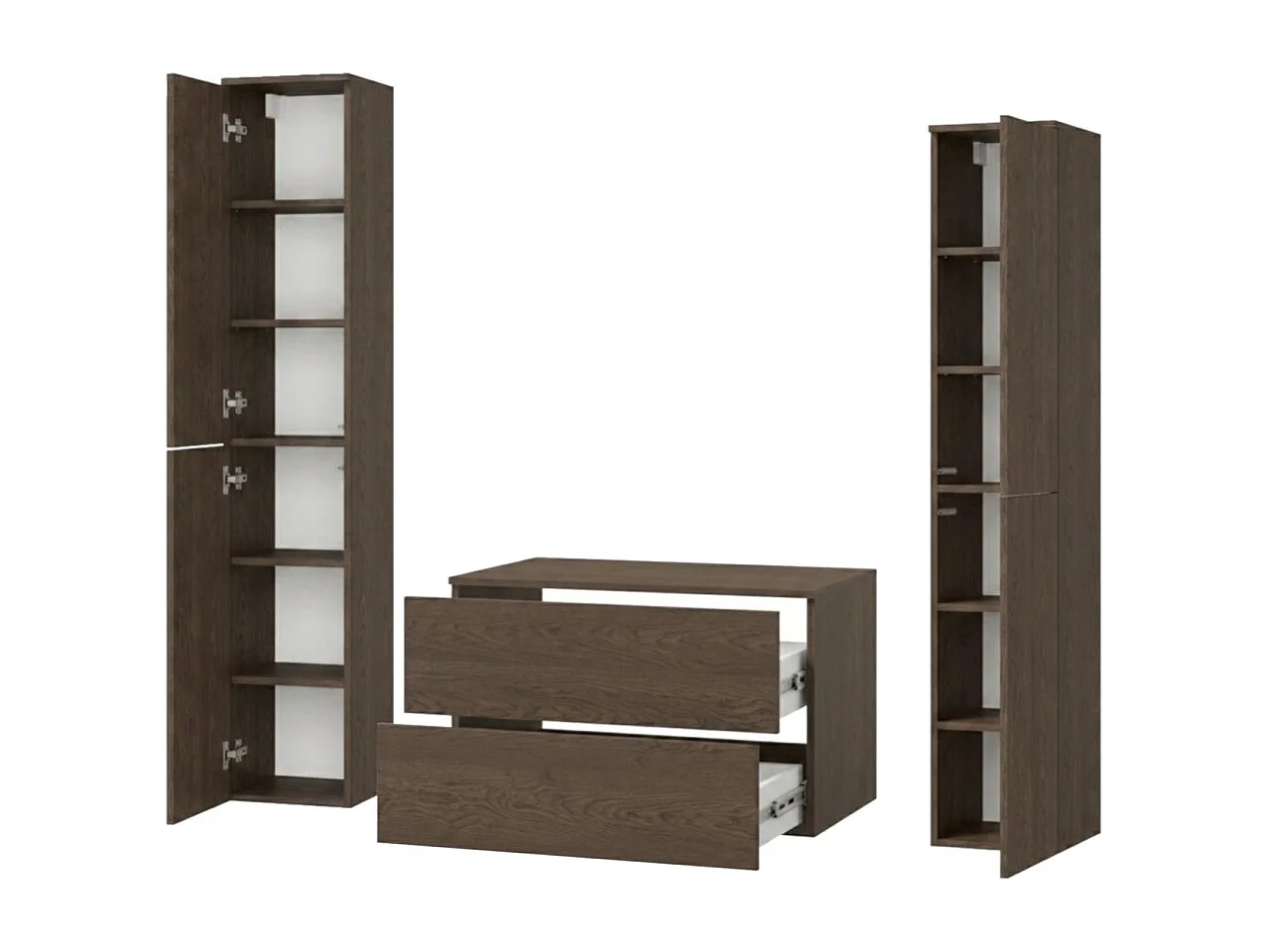 Badezimmerset 3-Teilig: Unterschrank + 2 Hochschränke Color Baltic Storm (2S 80 + 2D 160 X2)