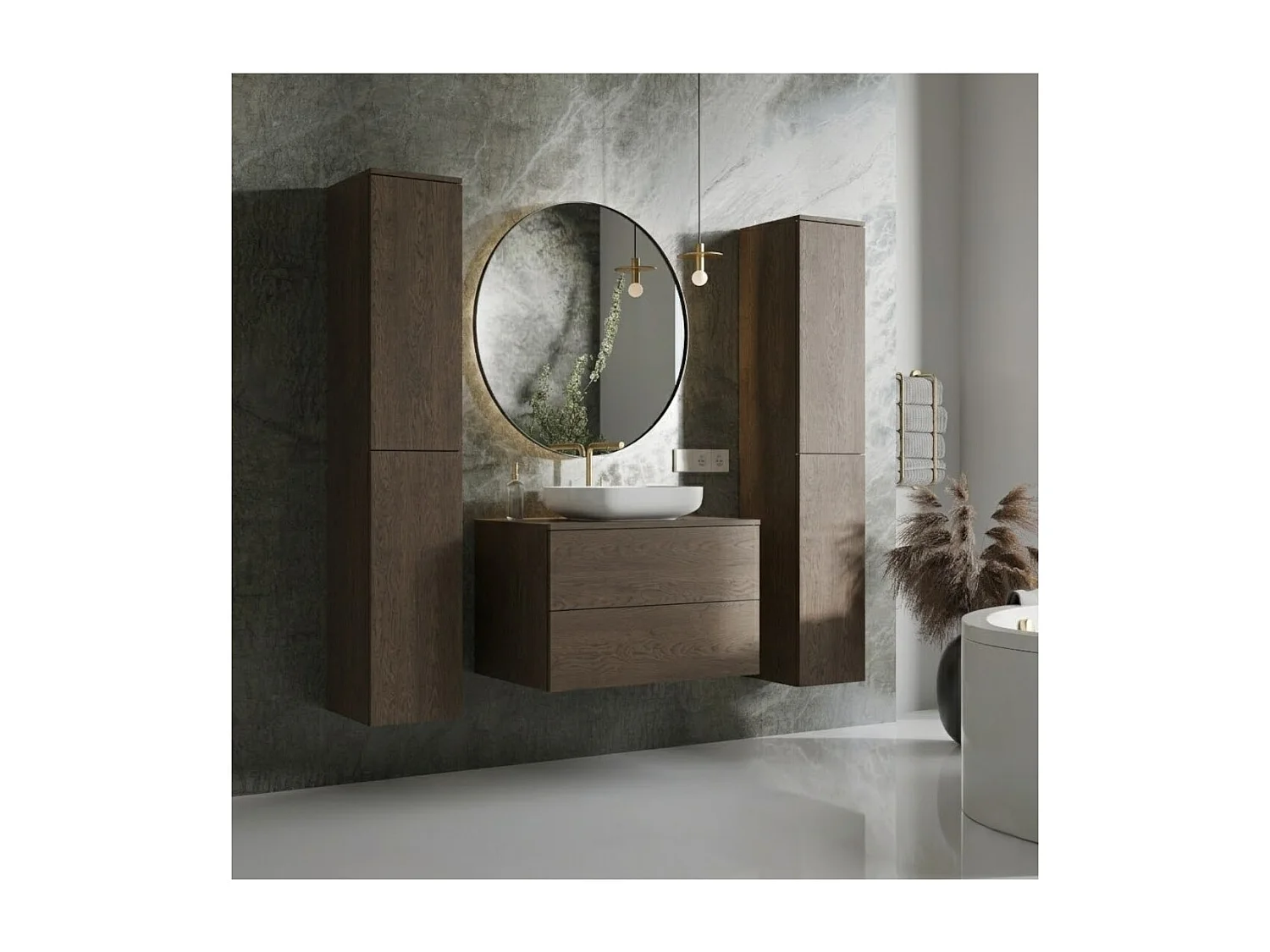 Badezimmerset 3-Teilig: Unterschrank + 2 Hochschränke Color Baltic Storm (2S 80 + 2D 160 X2)