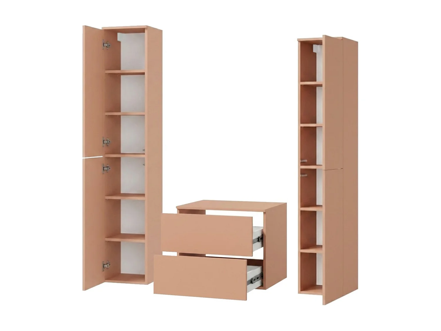 Badezimmerset 3-Teilig: Unterschrank + 2 Hochschränke Color Alpaca (2S 60 + 2D 160 X2)