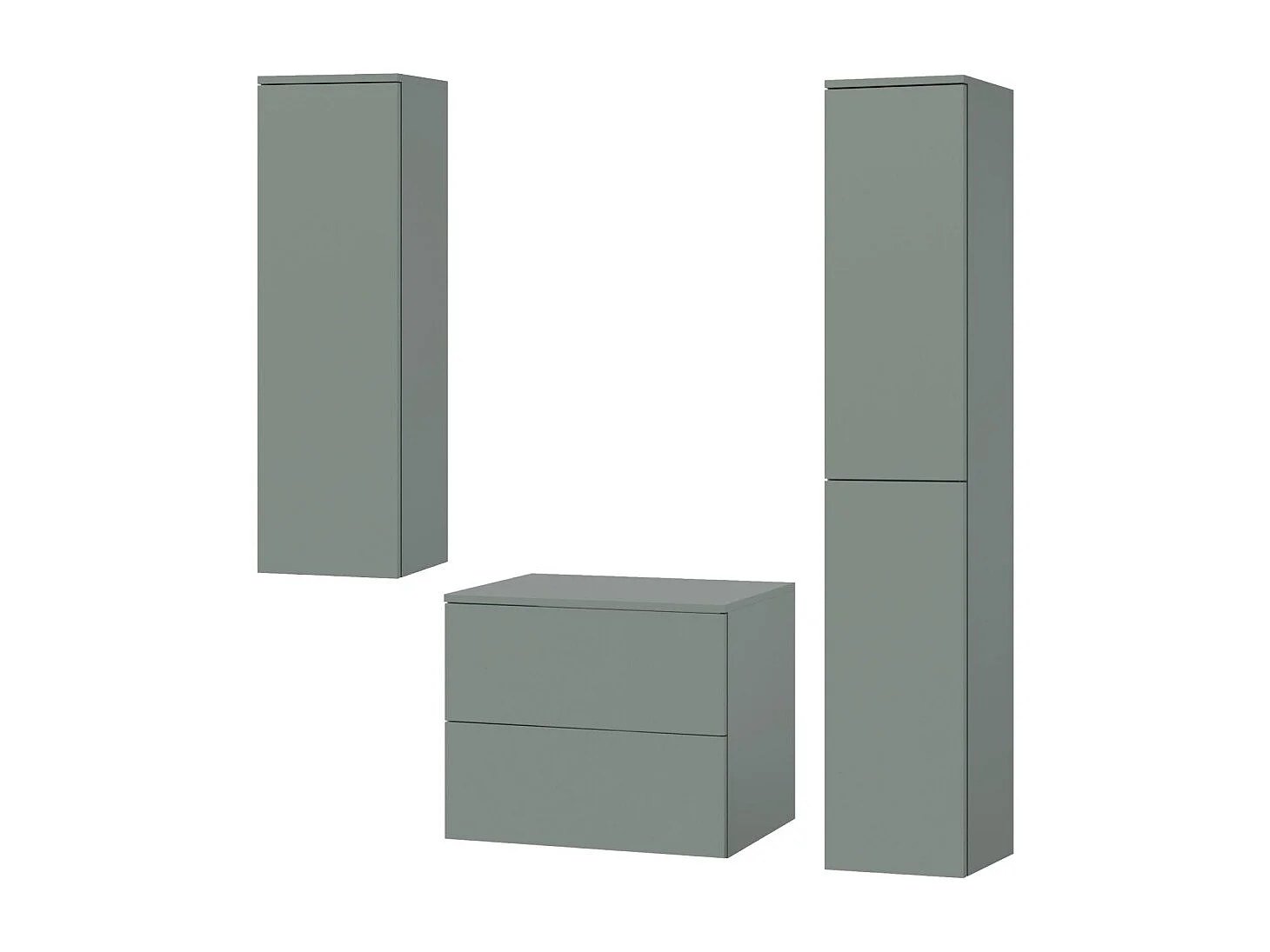 Badezimmerset 3-Teilig: Unterschrank + 2 Hochschränke Color Aloe (2S 60 + 1D 100 + 2D160)