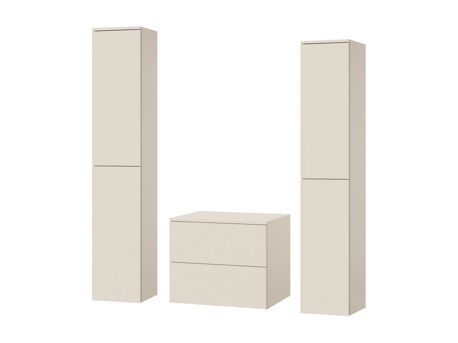 Badkamerset 3-delig: Wastafelonderkast + 2 Kolomkasten Kleur Macadamia (2S 60 + 2D 160 X2)