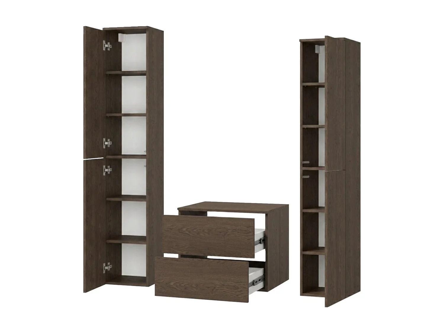 Badkamerset 3-delig: Wastafelonderkast + 2 Kolomkasten Kleur Baltic Storm (2S 60 + 2D 160 X2)