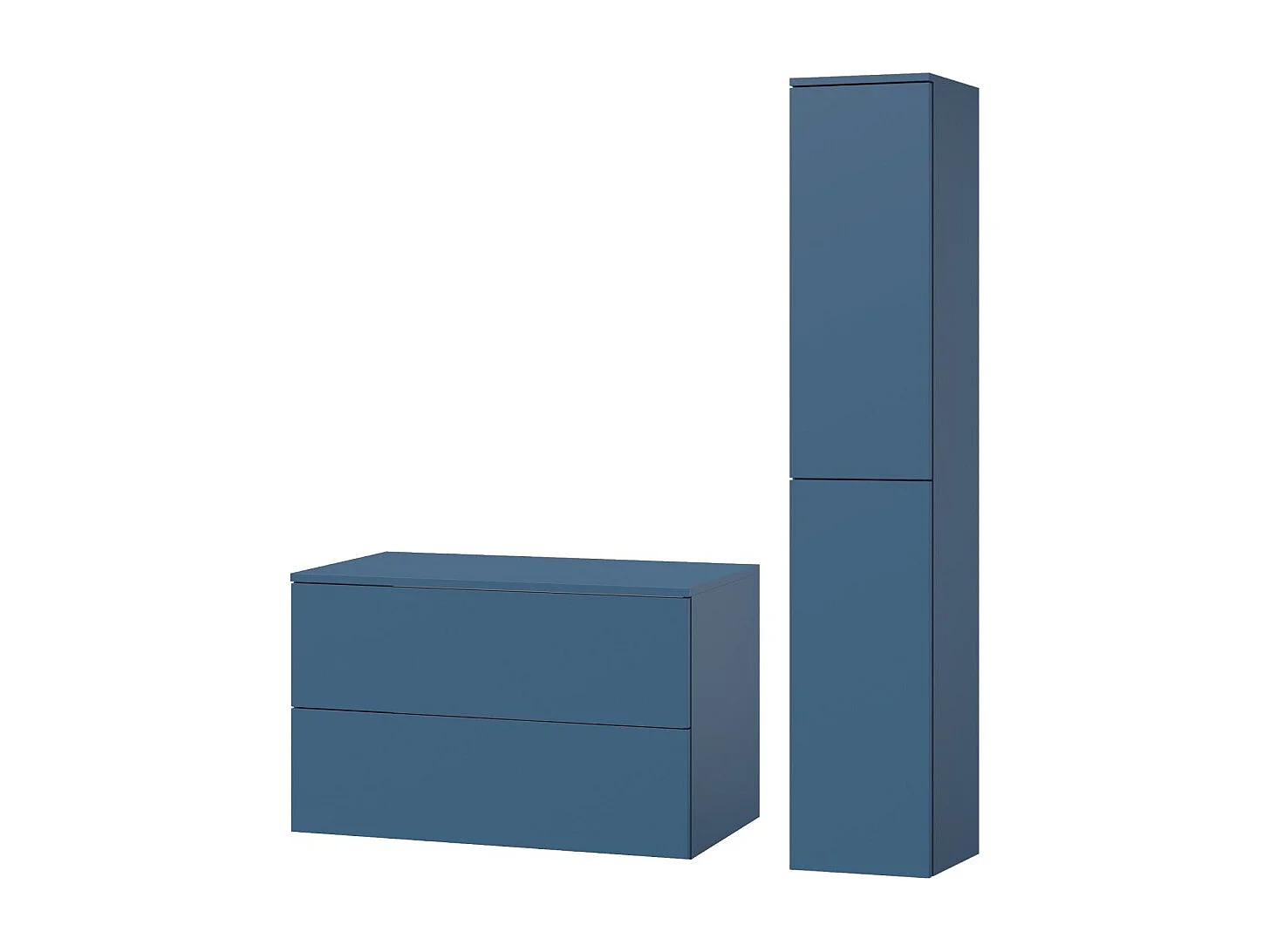 Badezimmerset 2-Teilig: Unterschrank + Hochschrank Color Meeresblau (2S 80 + 2D 160)