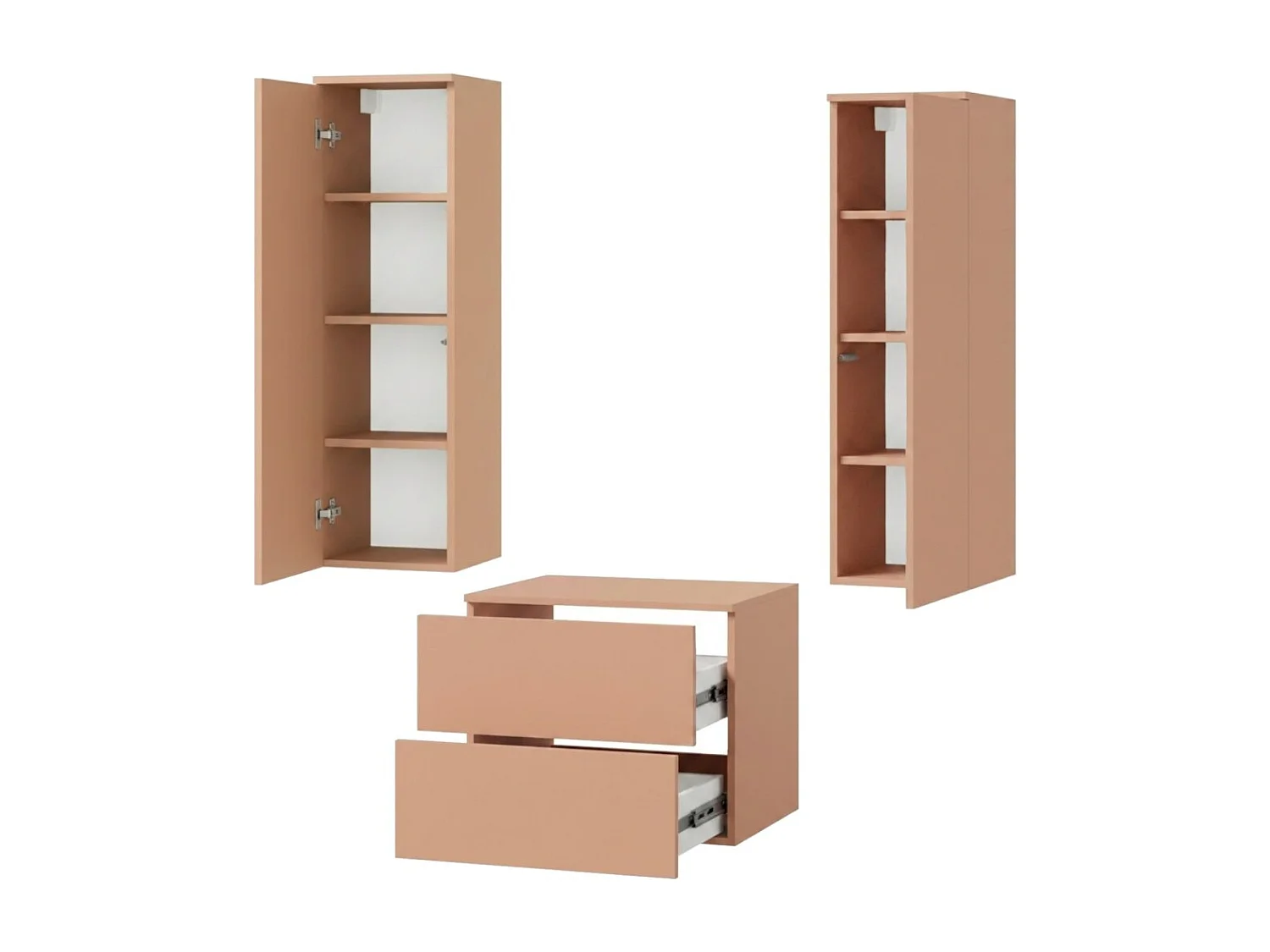 Badezimmerset 3-Teilig: Unterschrank + 2 Hochschränke Color Alpaca (2S 60 + 1D 100 X2)