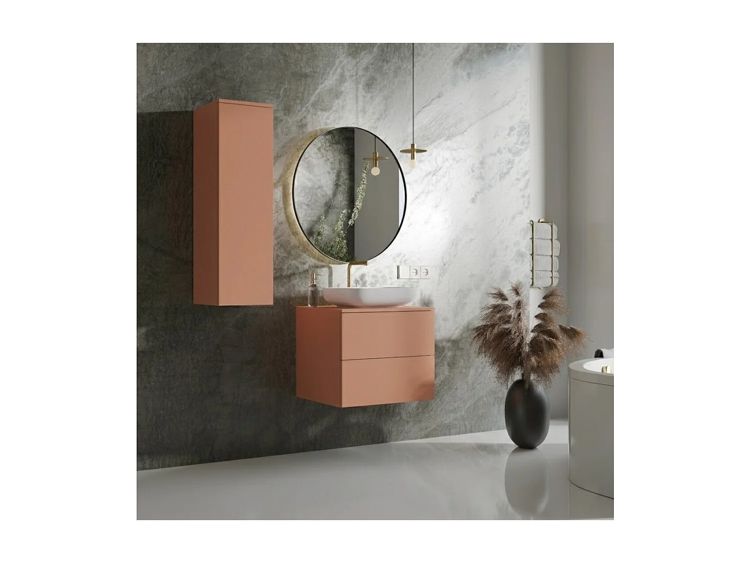 Badezimmerset 2-Teilig: Unterschrank + Hochschrank Color Alpaca (2S 60 + 1D 100)