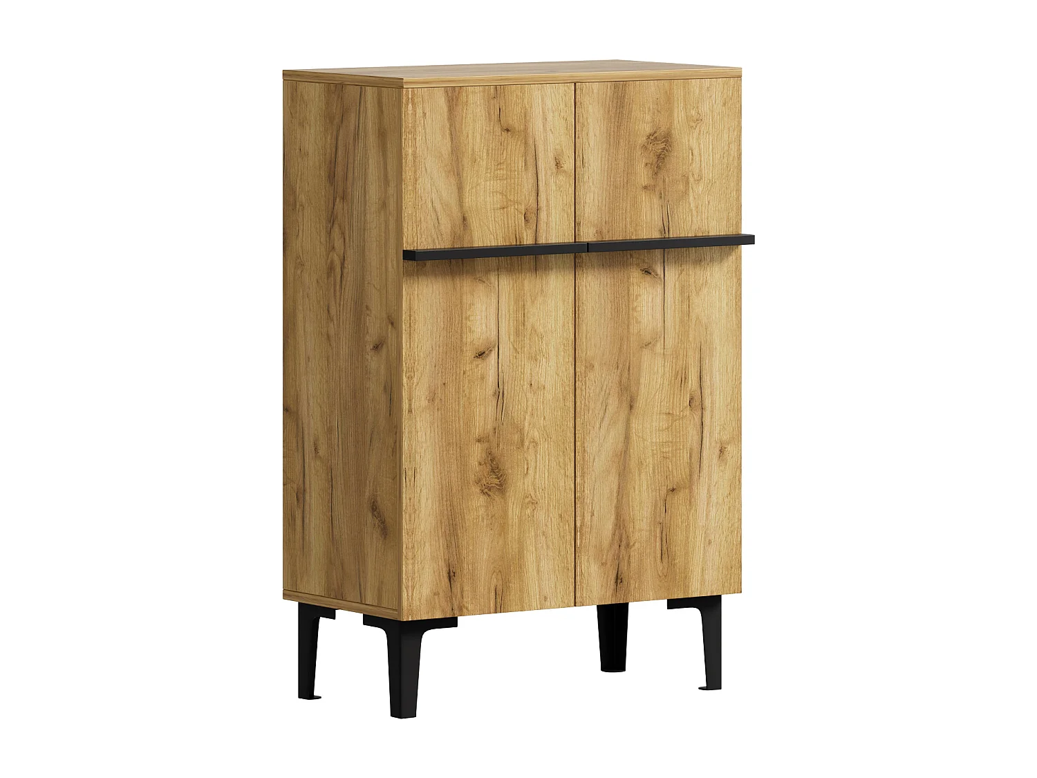 Shoe cabinet 95x60x34.5 cm - 2 doors - Adjustable shelves - Wood finish - Particleboard - Natural