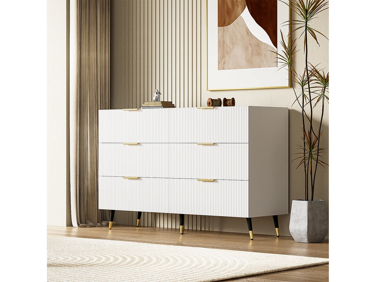 Modern sideboard/chest of drawers - 6 drawers - particleboard - White