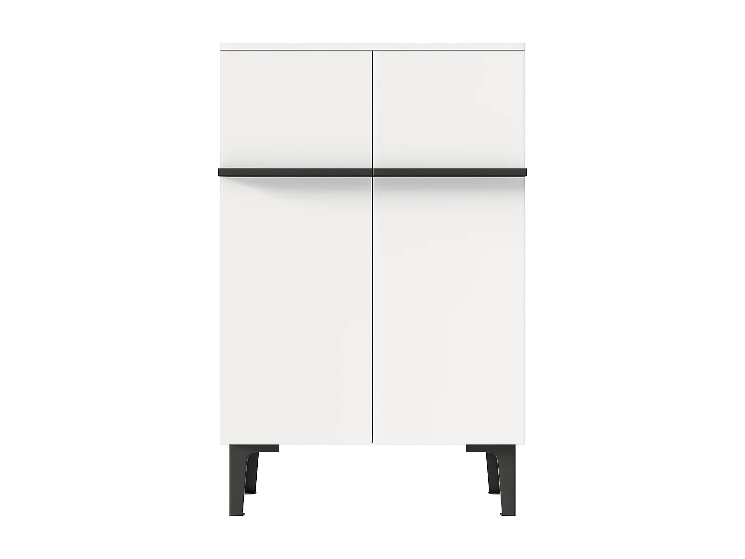 Shoe cabinet 95x60x34.5 cm - 2 doors - Adjustable shelves - Wood finish - Particleboard - White