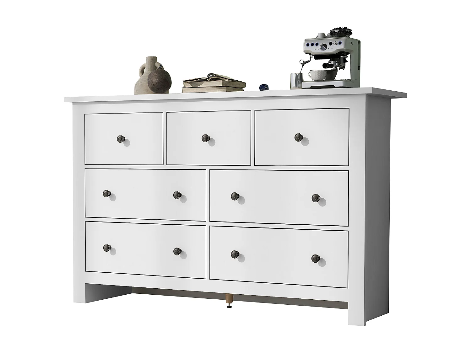 Sideboard with 7 drawers - particleboard - white