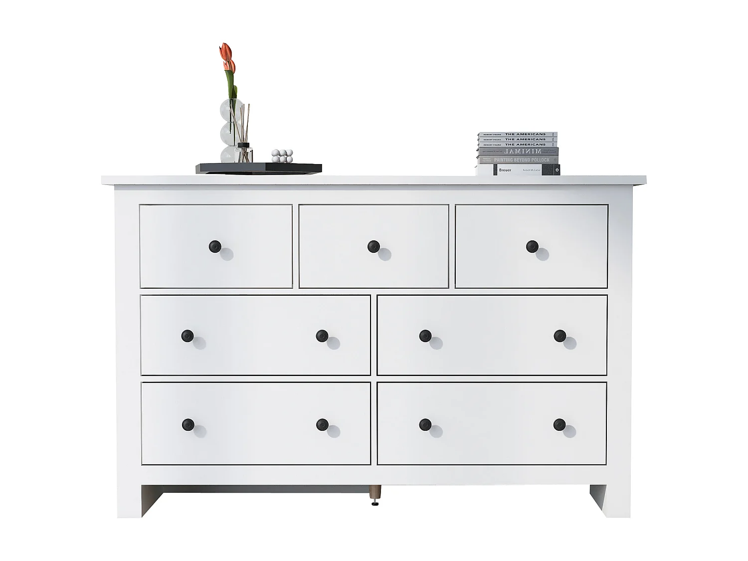 Sideboard with 7 drawers - particleboard - white