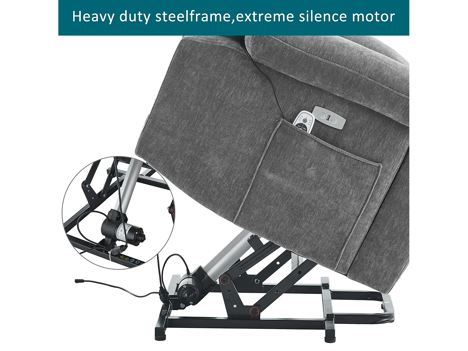 Adjustable electric massage chair 95x94x107cm - Massage and heating functions - Side pockets - Cup holders and USB ports - Brown