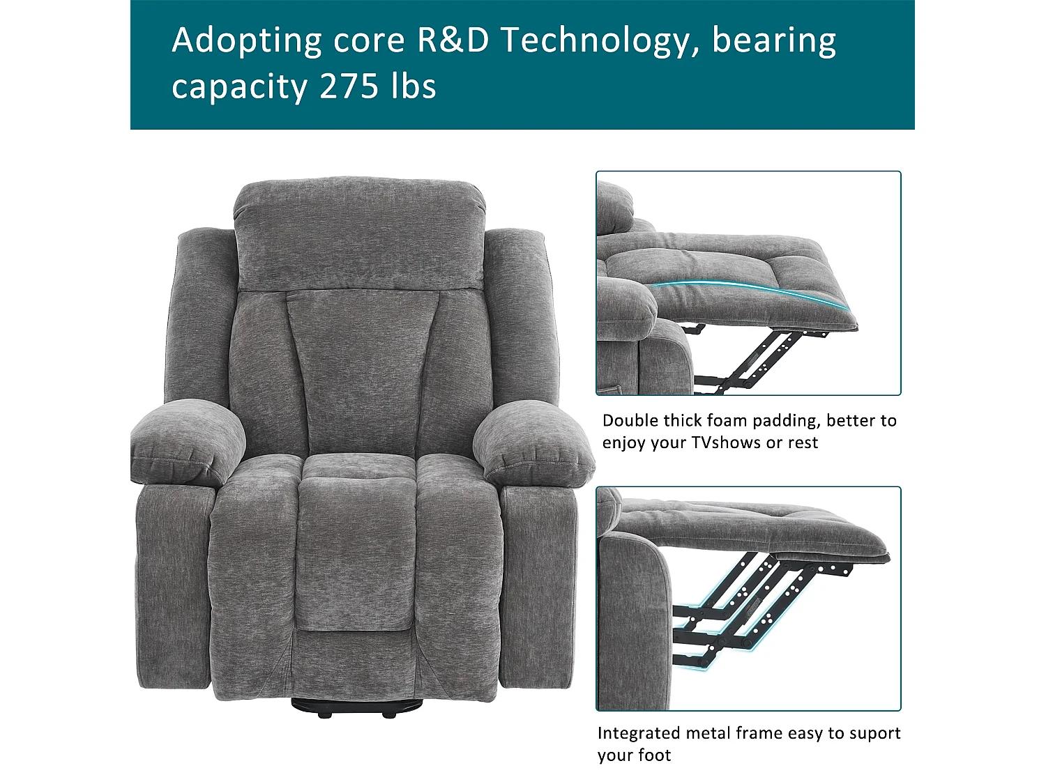Adjustable electric massage chair 95x94x107cm - Massage and heating functions - Side pockets - Cup holders and USB ports - Brown
