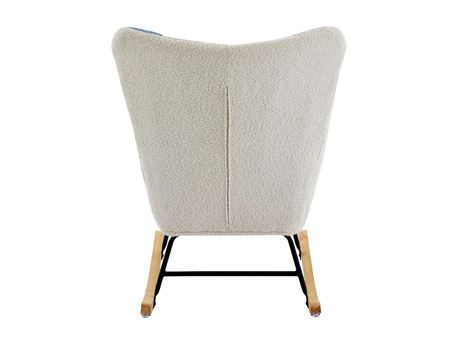 Upholstered rocking chair with footrest - Beige and blue