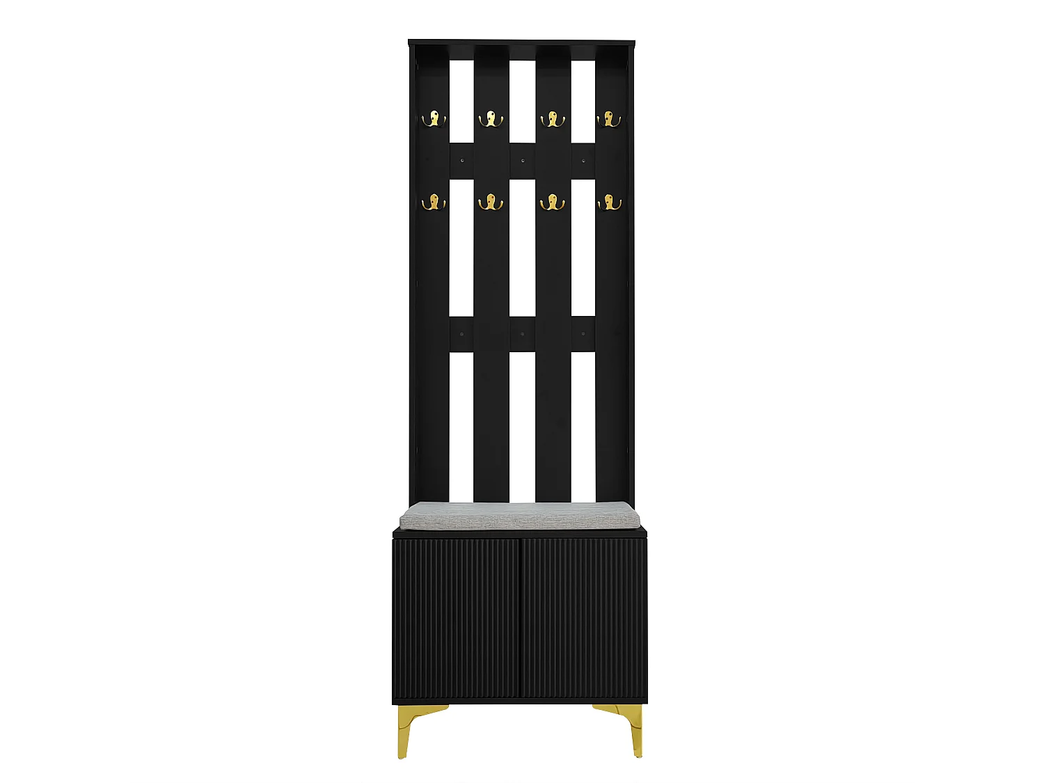 Living room wardrobe - with hooks and shoe bench - Black