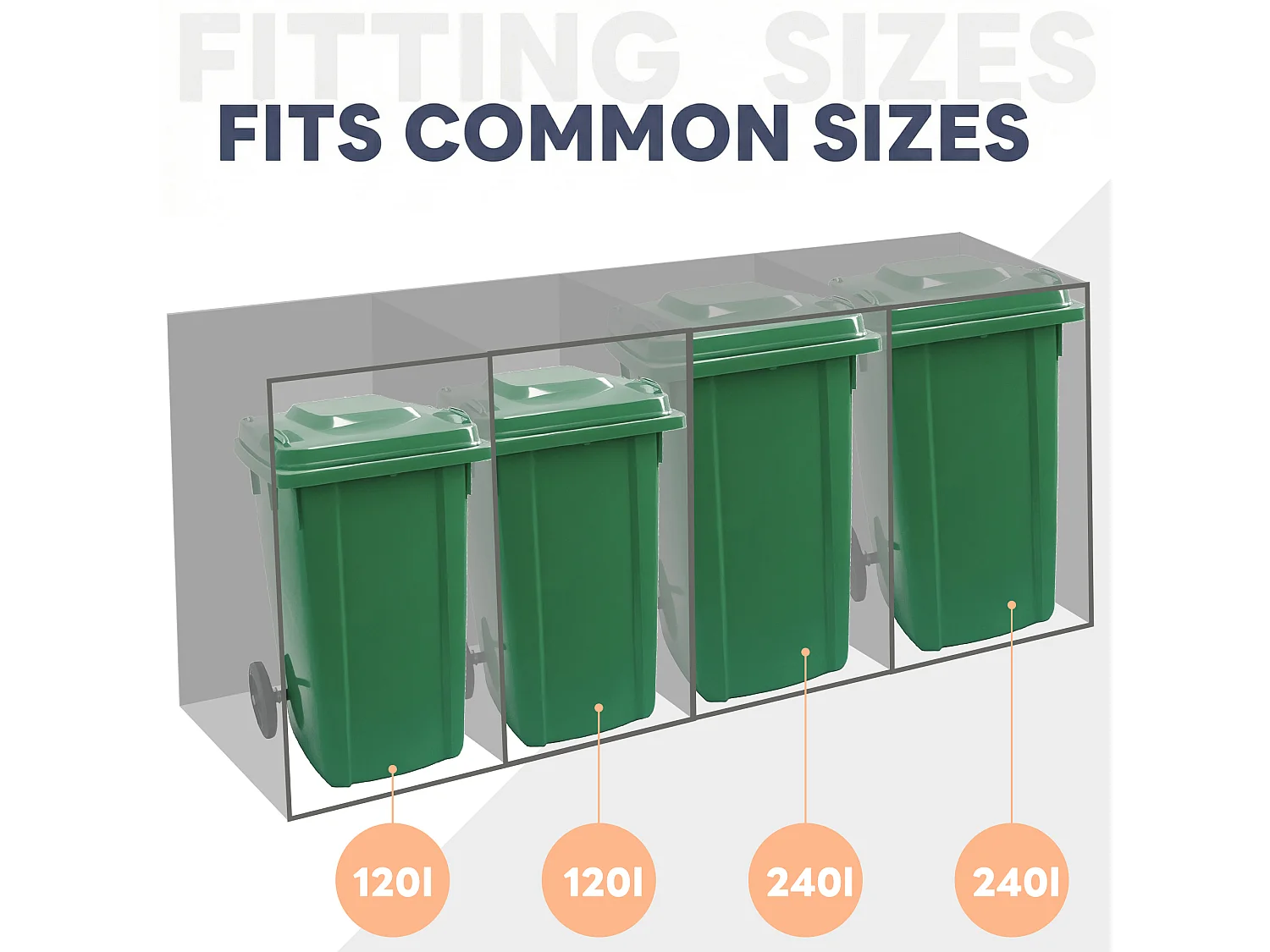 Bin Shelter - 4 x 240L - Dark Wood-Effect Door - Lockable - Stainless Steel - with Ventilation Holes - Integrated Planter - Grey