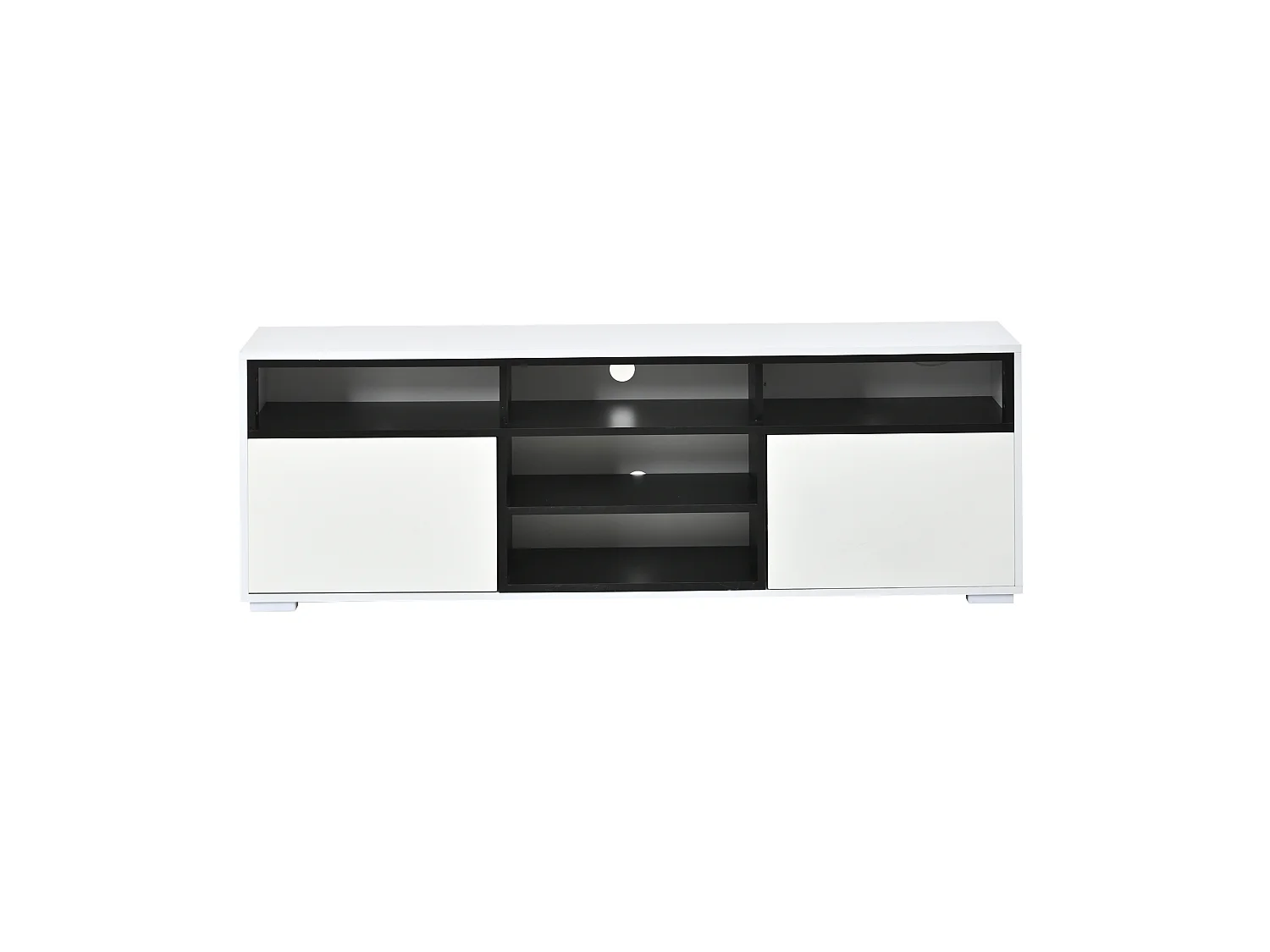 Modernes TV-Lowboard 50x35x50 cm - LED-Beleuchtung - 2 Türen und Stauraumfächer - Hochglanz-Finish - Weiß