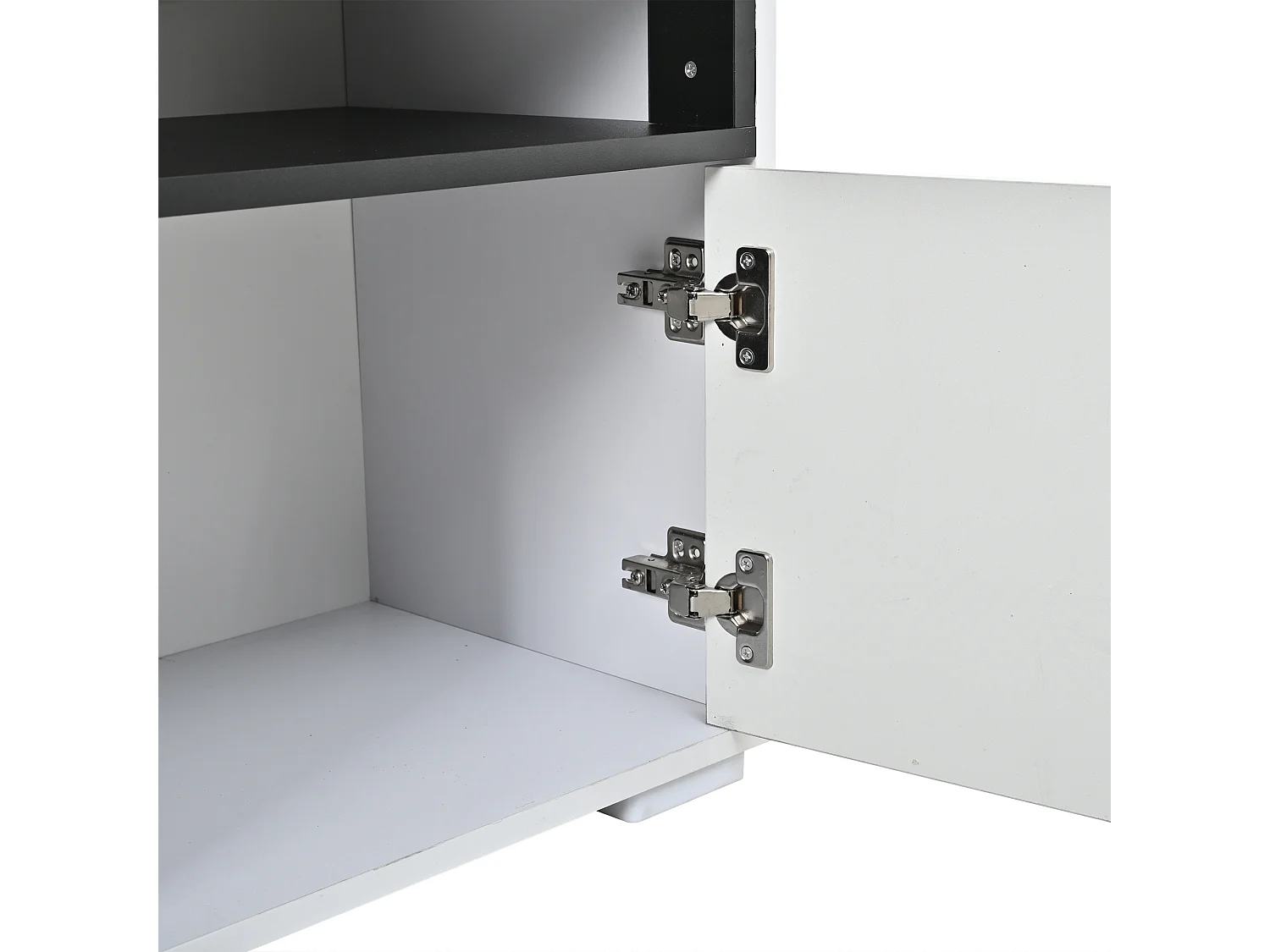 Modernes TV-Lowboard 50x35x50 cm - LED-Beleuchtung - 2 Türen und Stauraumfächer - Hochglanz-Finish - Weiß