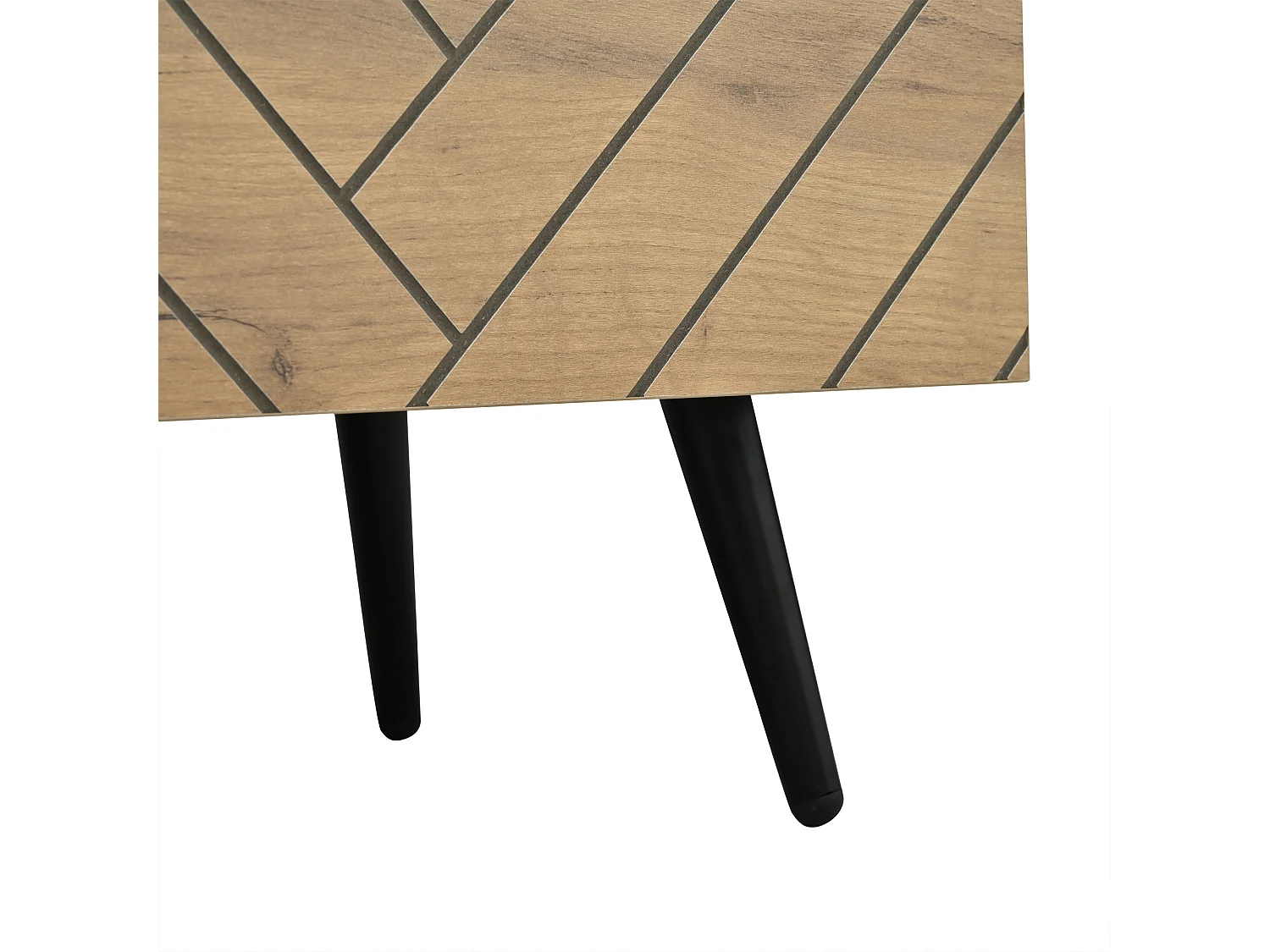 Meuble TV moderne 180x33,5x45 cm - 3 portes abattantes - Panneaux de particules - Coloris naturel et noir