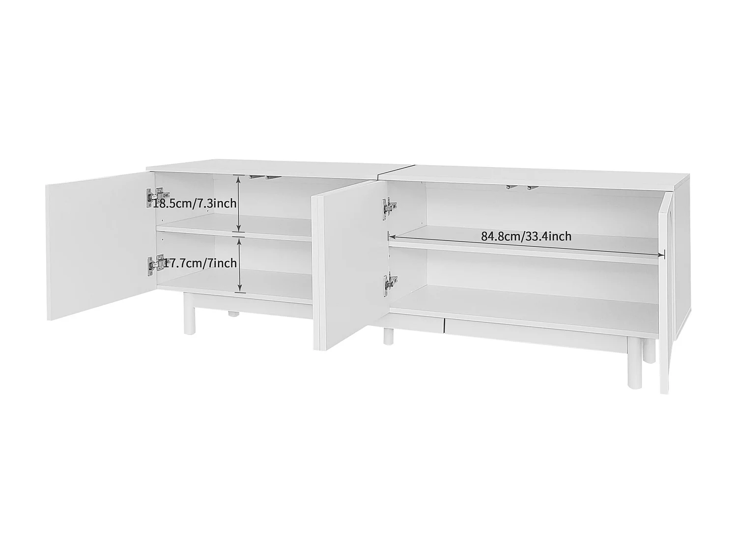 Modern TV stand - with adjustable shelves - particleboard - White