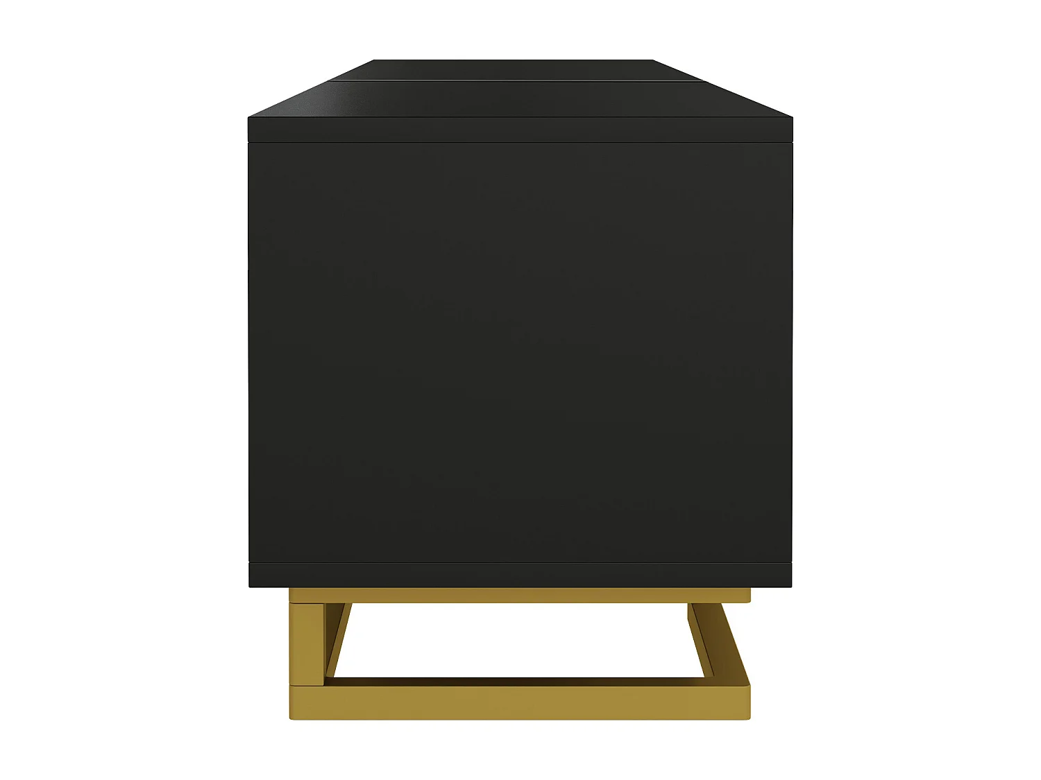 TV Stand 160x38x44.5 cm - 4 Doors - Gold Handles and Legs - Particleboard - Black