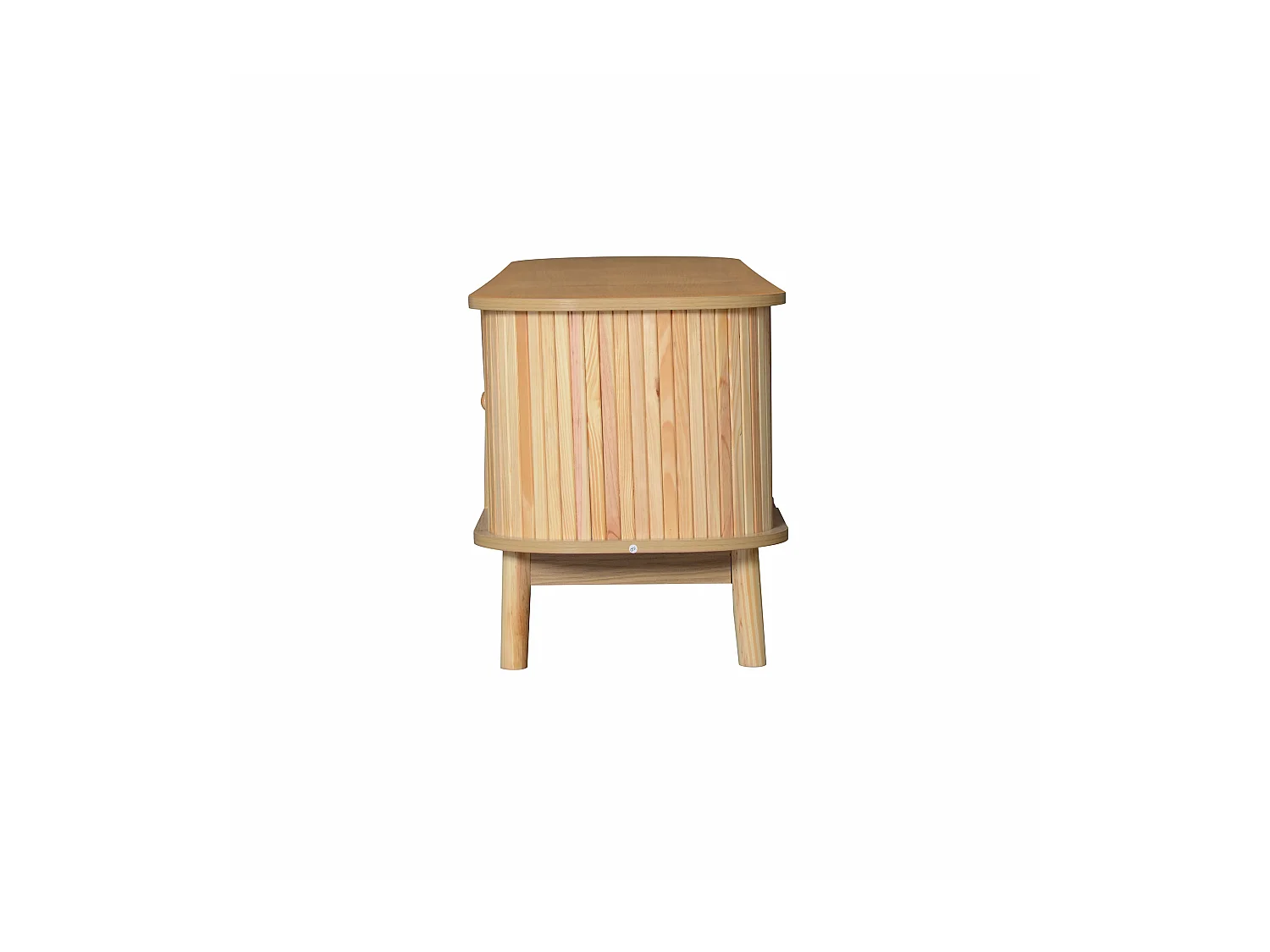 170x40x46 cm TV stand - 2 drawers and 2 doors - natural wood grain + rattan - MDF - natural