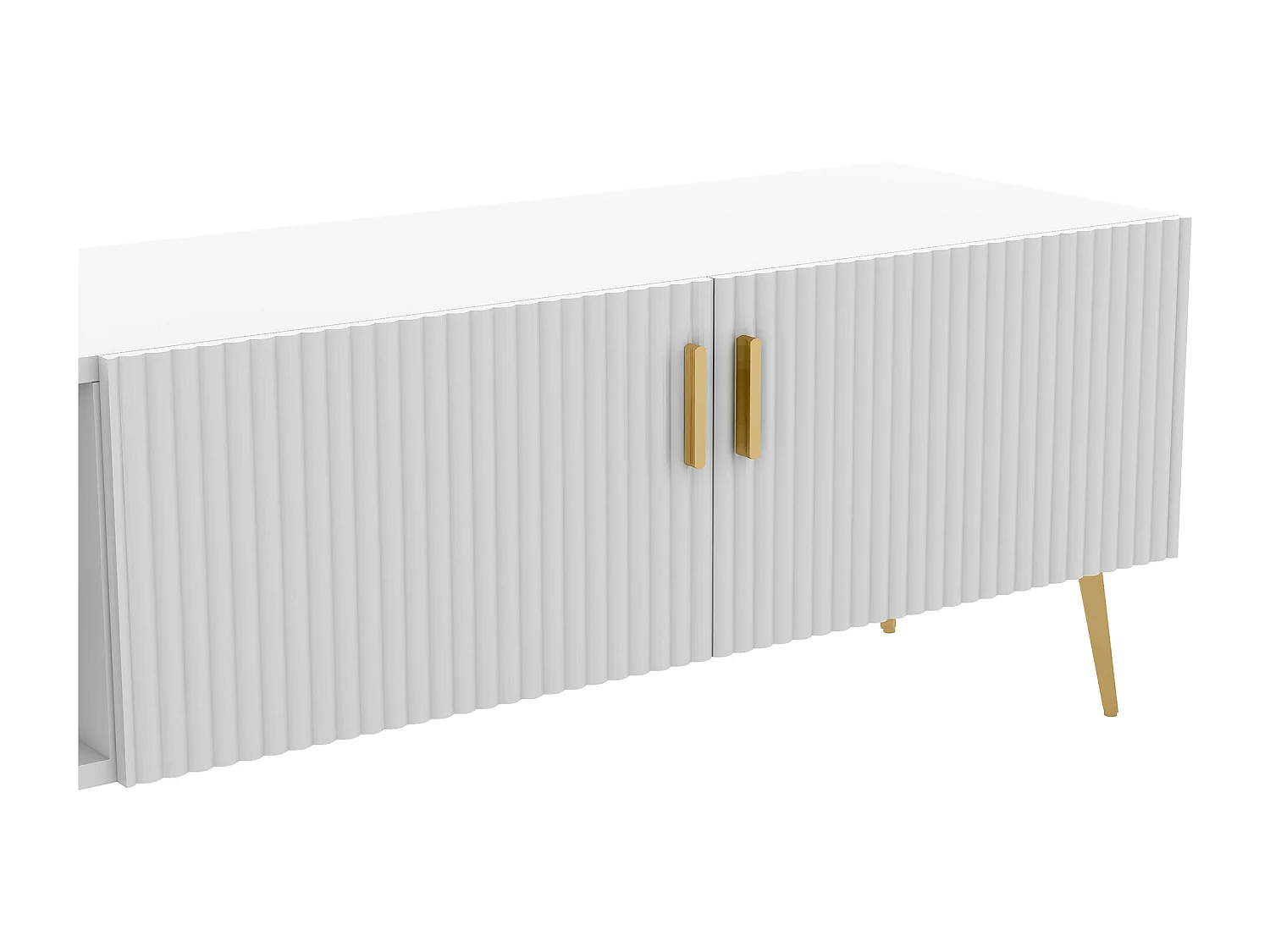 180cm Contemporary Scandinavian TV Unit for 75" TVs - 2 Drawers and 3 Compartments - White
