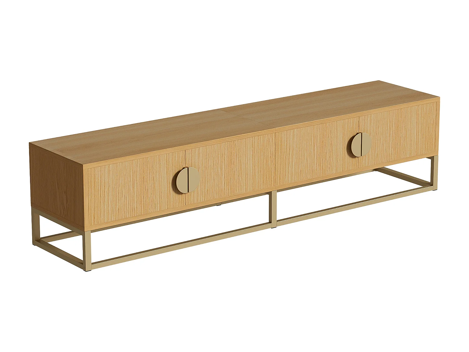 TV Stand 180x40x40 cm - 4 Doors - Particleboard - Natural