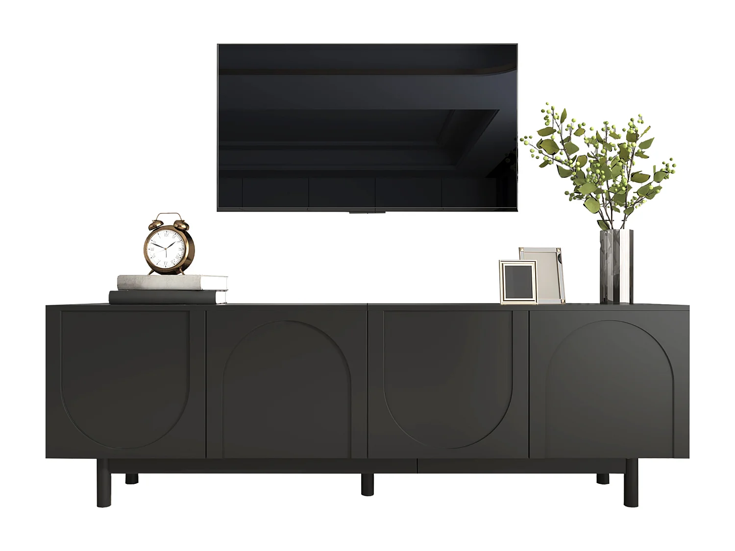 Modern TV stand - with adjustable shelves - particleboard - Black
