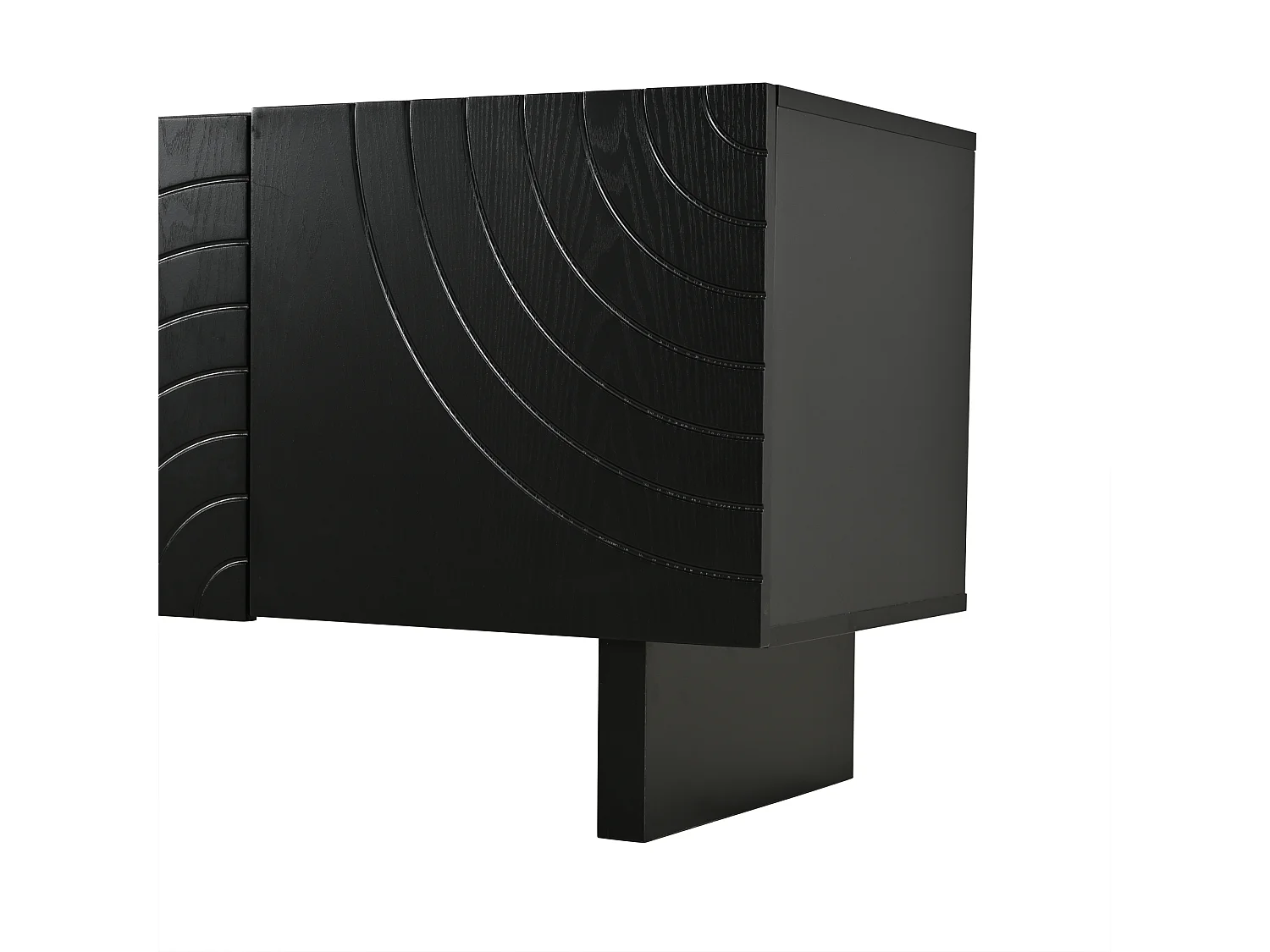 Meuble TV moderne 180x40x55 cm - avec 4 portes - Compatible TV jusqu'à 75 pouces - Panneaux de particules - Noir