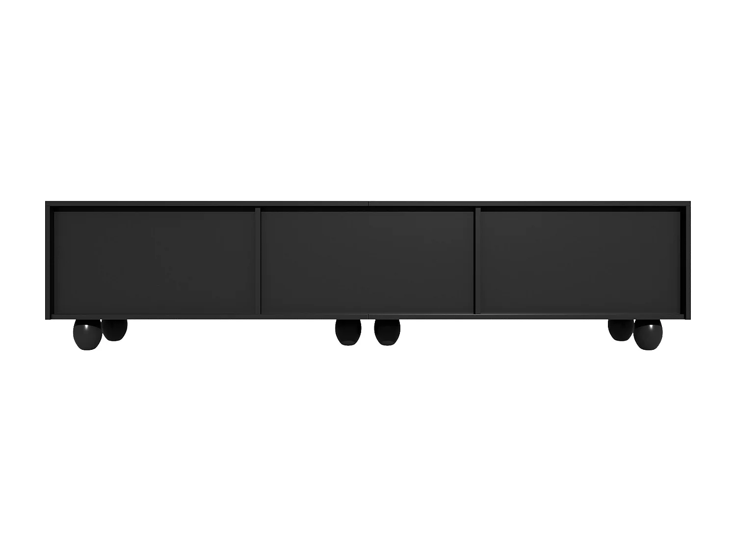 TV Stand 180x40x42 cm - 2 Drawers and 4 Doors - Solid Wood Legs - Particleboard - Black