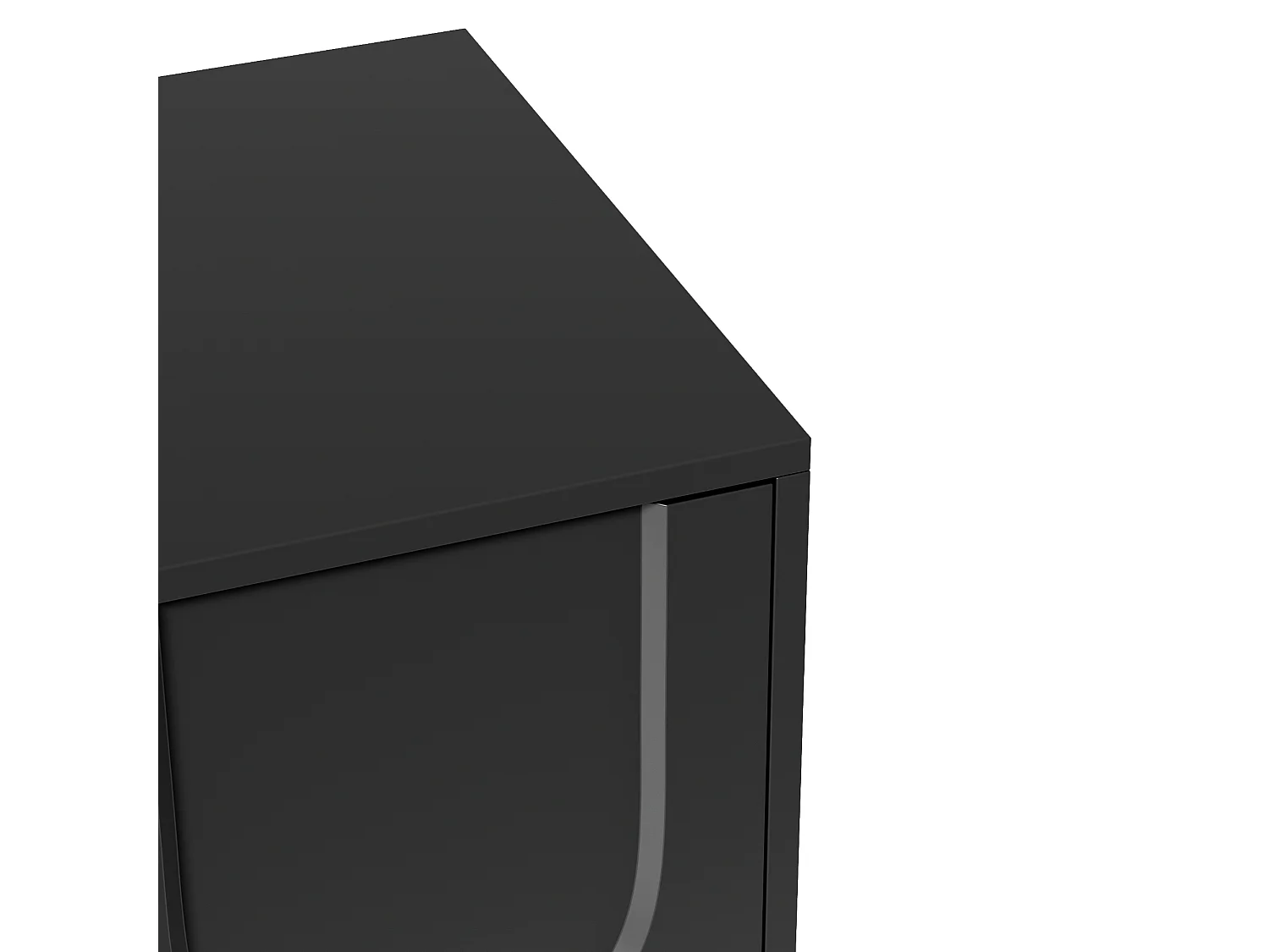 TV Stand 180x40x42 cm - 2 Drawers and 4 Doors - Solid Wood Legs - Particleboard - Black