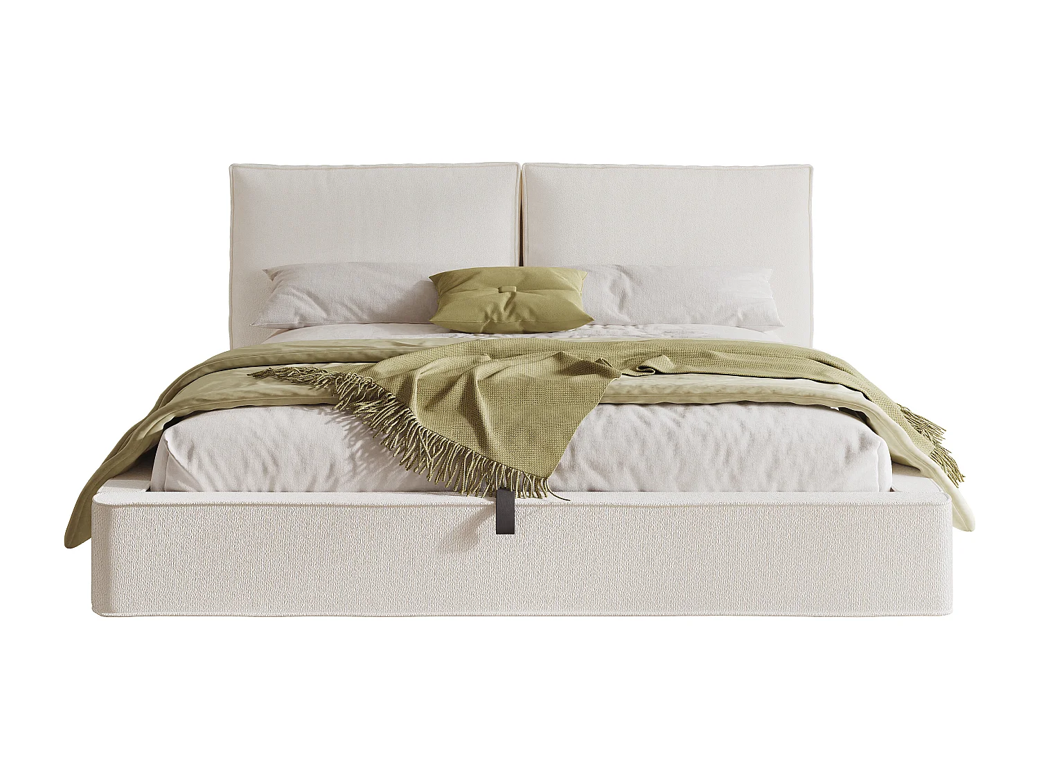 Upholstered storage bed 180 x 200 cm - with slatted base - bouclé fabric - beige (without mattress)