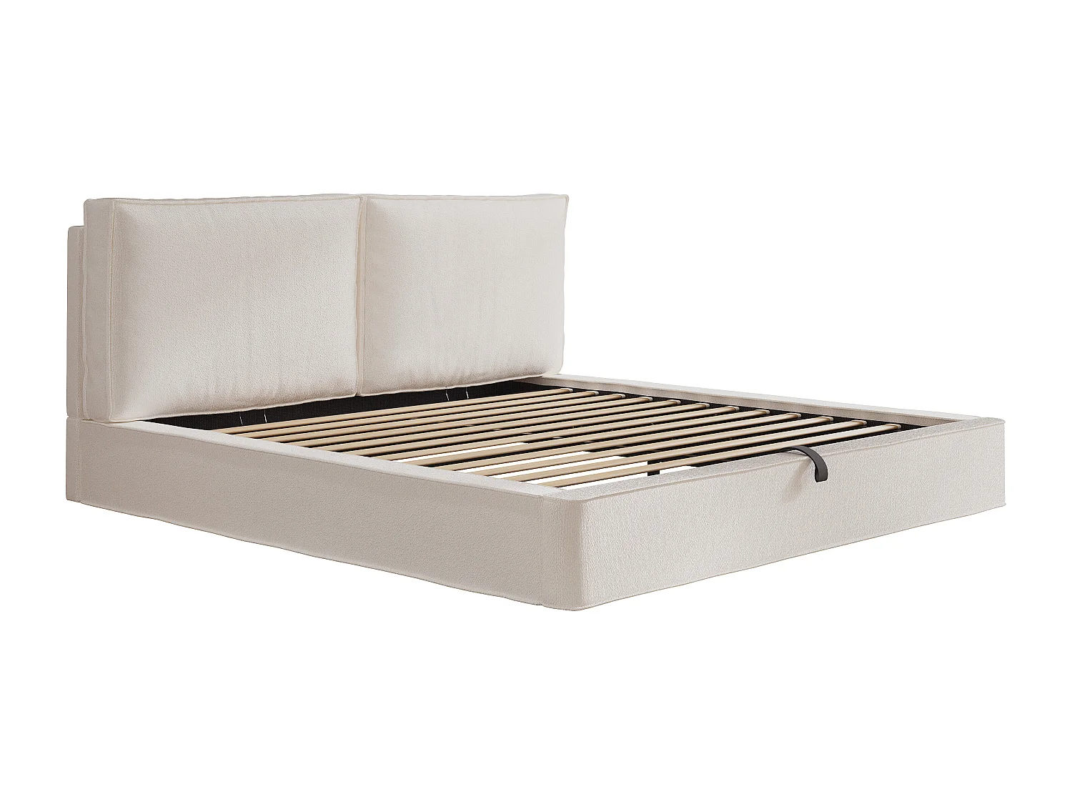 Upholstered storage bed 180 x 200 cm - with slatted base - bouclé fabric - beige (without mattress)