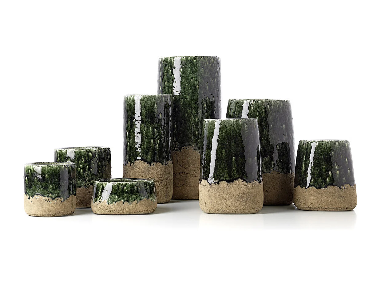 Le Vase Cylindre Moss - Vert Béton - L