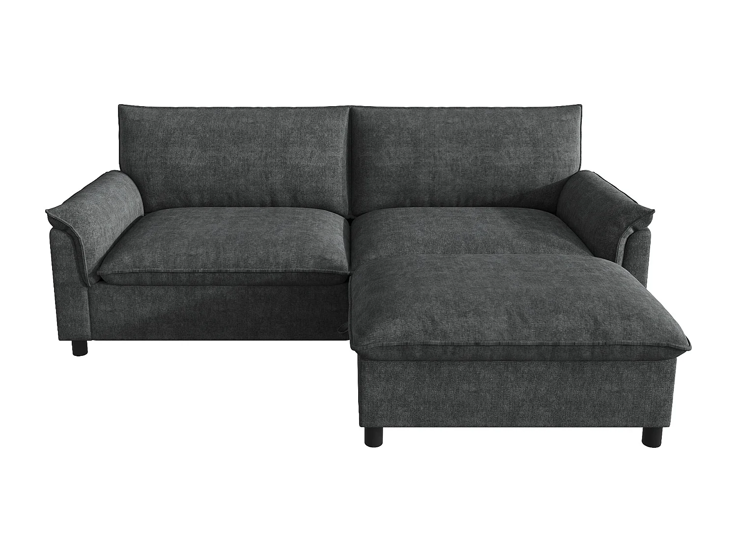 Moderne 2-zitsbank - 216 x 77 x 82 cm - met 1 verwijderbare voetensteun met opbergruimte - fluweel - zwart