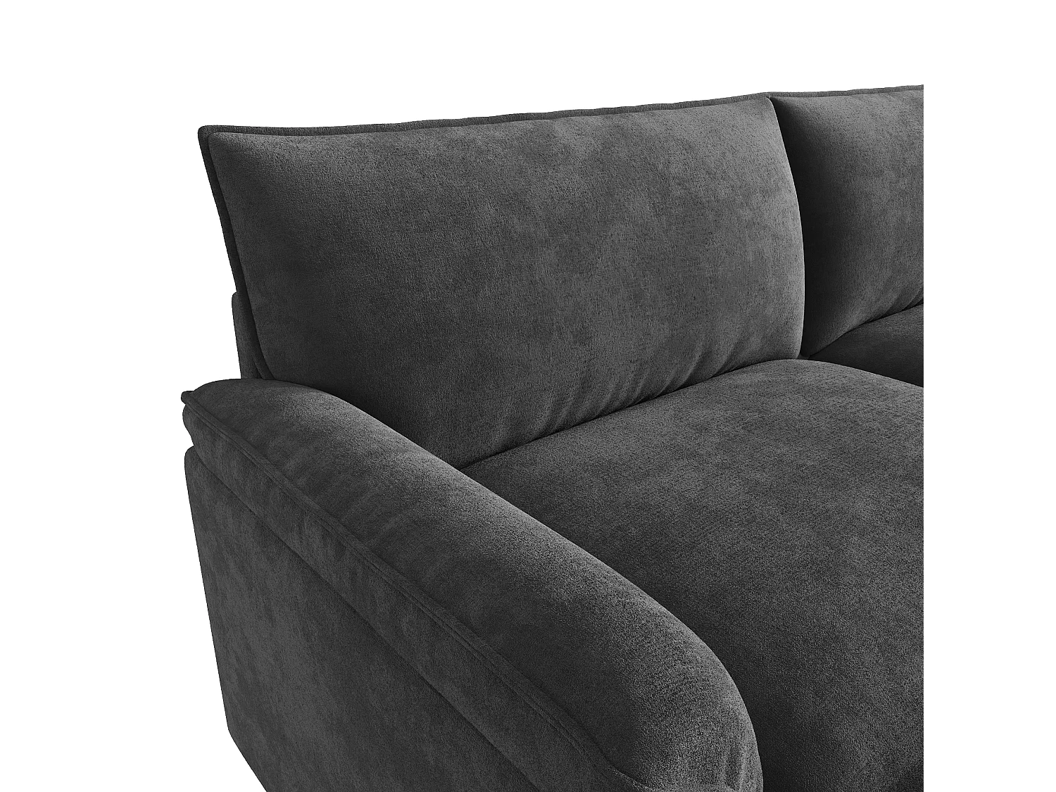 Modern 2-seater sofa - 216 x 77 x 82 cm - with 1 removable storage footrest - velvet - grey