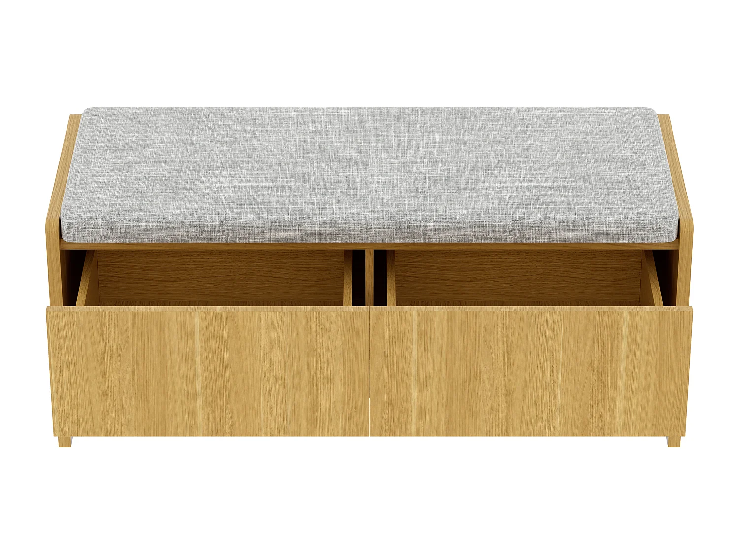 Banc à chaussures moderne - 113.5 x 45.5 x 40 cm - avec 2 tiroirs - MDF - naturel + gris