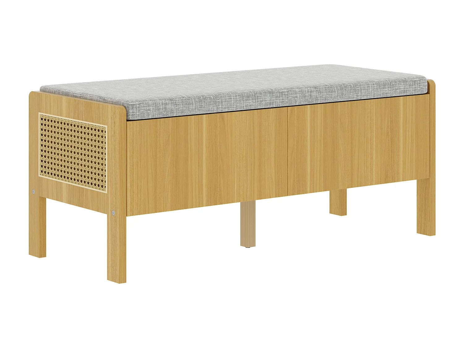Banc à chaussures moderne - 113.5 x 45.5 x 40 cm - avec 2 tiroirs - MDF - naturel + gris