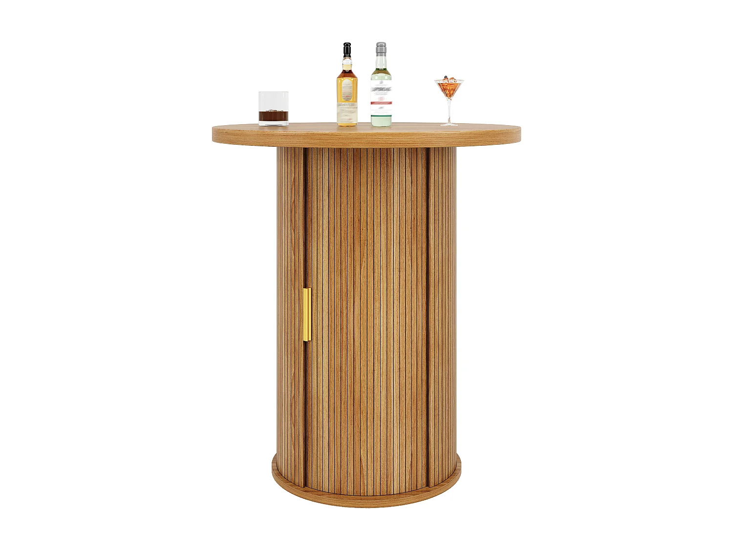3-delige bartafel- en barkrukkenset - tafel met opbergruimte + 2 ergonomische barkrukken - MDF + metaal - naturel